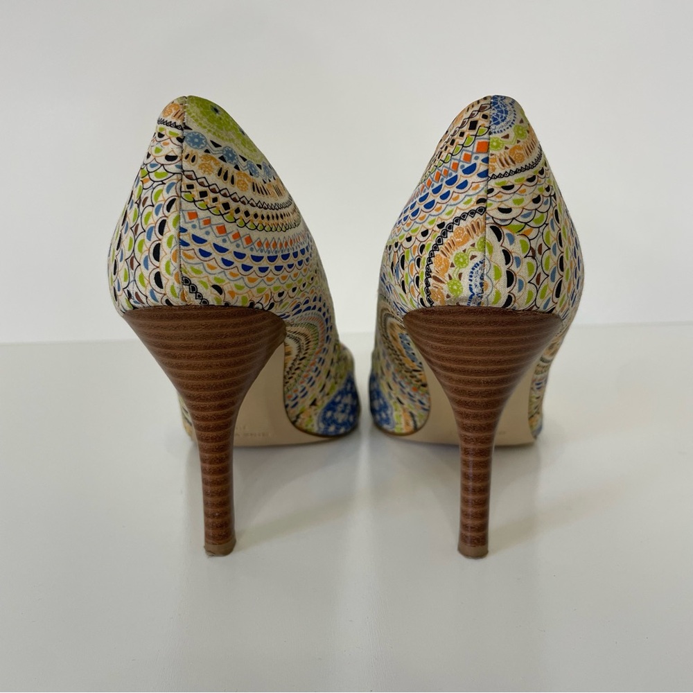 Nine West Barbe Stiletto Heels Pointed Toe Multi Color Fabric Womens 7 Office